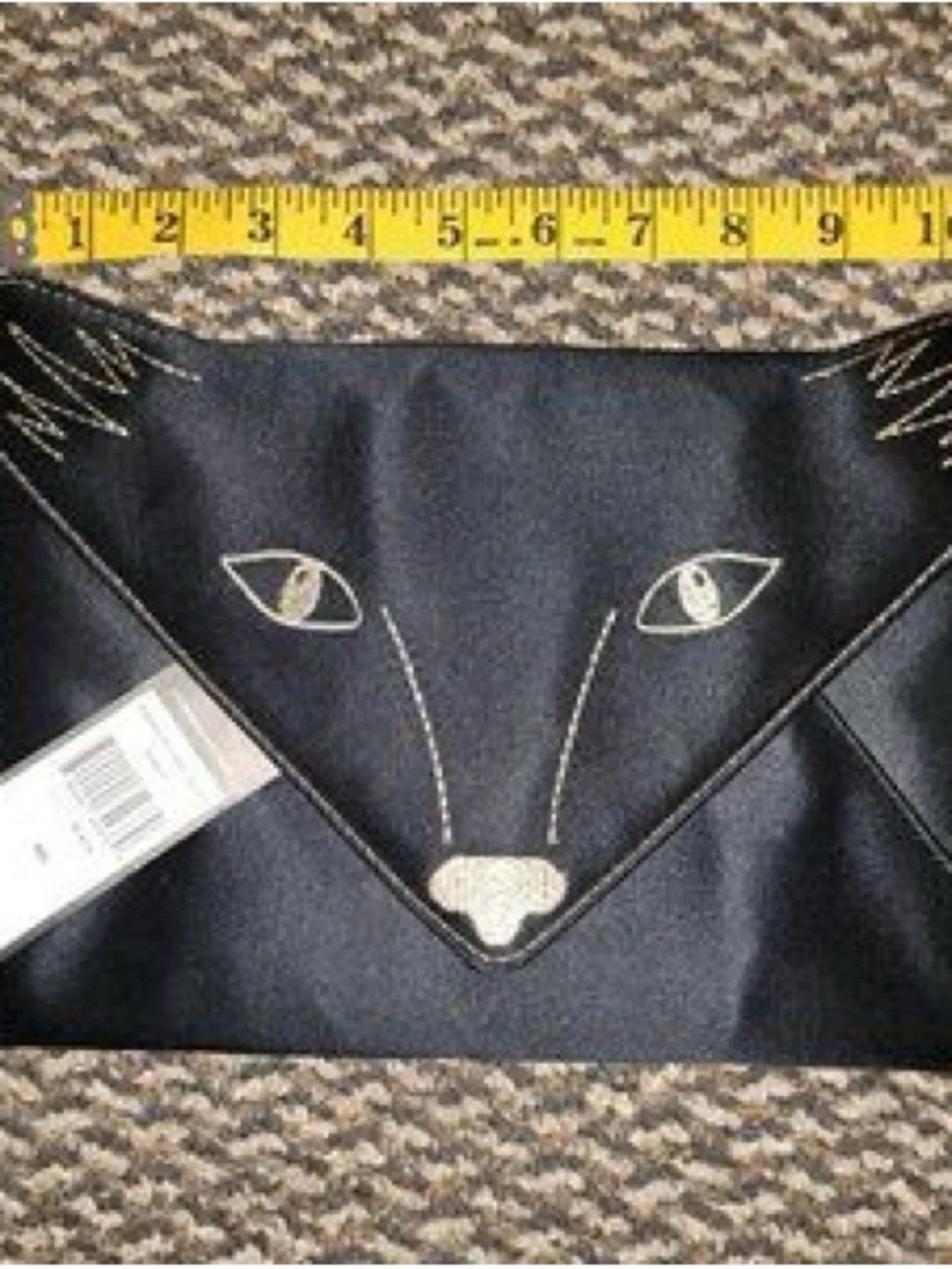 Brand new w tag.  BCBGMAXAZRIA Black Fox Face Envelope Clutch  Evening Bag .